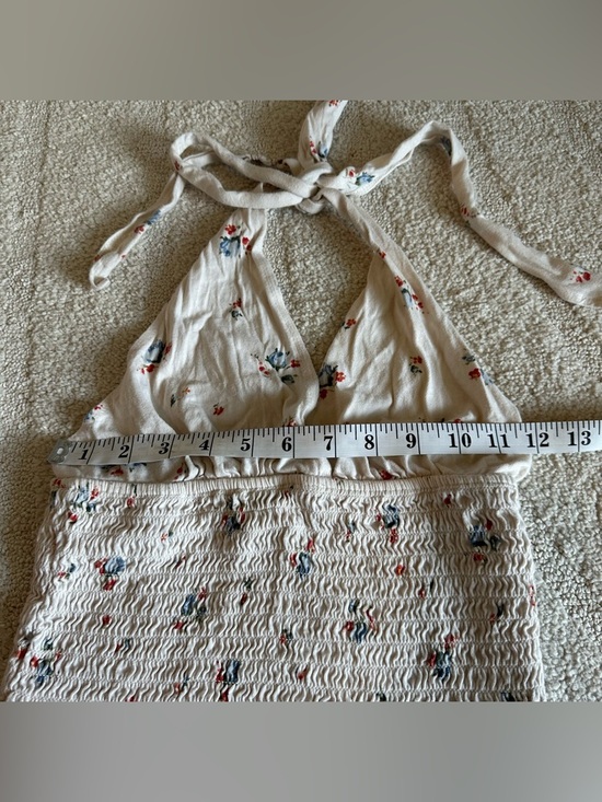 American Eagle Floral Halter Top with Adjustable Neck Tie - Picture 3 of 6